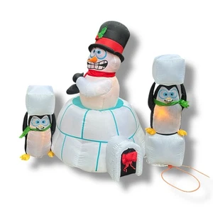 Gemmy luftgeblasen zitternder Schneemann Iglu Pinguin zitternd animiert Weihnachten - Bild 1 von 23