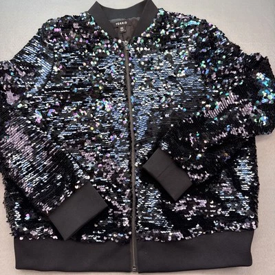 Женская черная куртка-бомбер Torrid с блестками диско-шар размер 00 (10-12) - Изображение 1 из 4