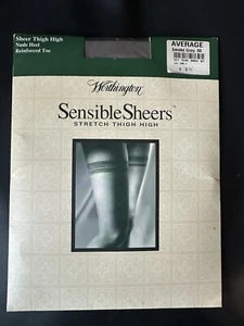 Vintage Worthington Sensible Sheers Stretch Thigh Highs Queen Smoke Grey Nude - Picture 1 of 7