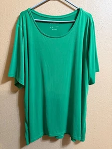 SUSAN GRAVER MODERN ESSENTIALS LIQUID KNIT TUNIC TOP BLOUSE 3X GREEN ELBOW SLVS - Picture 1 of 4