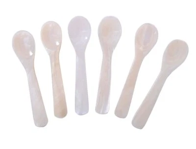 Set 6 Caviar Spoons Weißes Perlmuttlöffel Kaviarlöffel Handarbeit - Bild 1 von 3