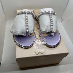 Sandalias de Tanga Jewel Badgley Mischka Grant Mujer Piedras Lila Perla Talla 6 con Caja - Imagen 1 de 24
