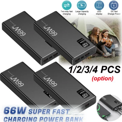 Lot 1-4x 66W 40000mAh Power Bank USB External Battery LCD Charger For Cell Phone - Image 1 of 4