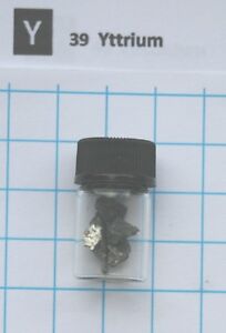 1 gram 99.95% Yttrium metal in glass vial pure element 39 sample