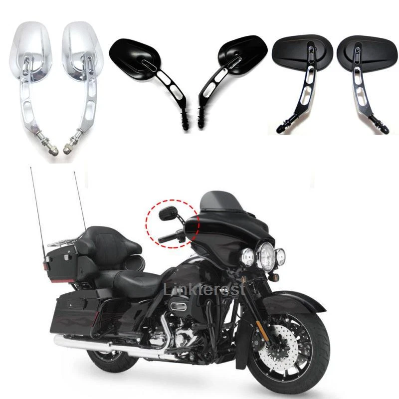 Espejos retrovisores de corte de borde hueco para motocicleta Harley Davidson Road Glide Custom Touring Foto 1 de 4
