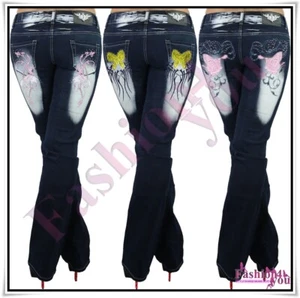 Womens Plus Size Jeans Bootcut Tattoo Ladies Trousers Big Size 14,16,18,20,22 UK - Picture 1 of 13