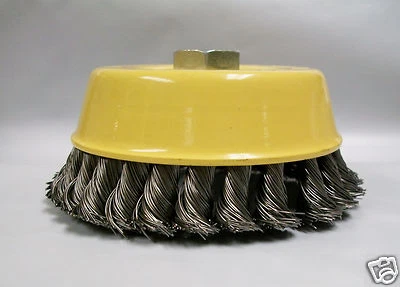 Cepillo de taza de alambre anudado de 5", grueso, rosca de 5/8"-11 para amoladoras angulares, lote de 1 Foto 1 de 3