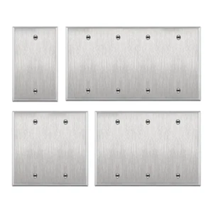 Placa de pared de metal en blanco de 1, 2, 3, 4 pandillas, placa de cubierta de acero inoxidable, sin dispositivo - Imagen 1 de 25