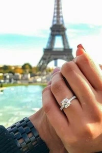 2Ct Moissanita Compromiso Solitario Alianza 14k Bañado en Oro Blanco Regalo Ella - Imagen 1 de 5