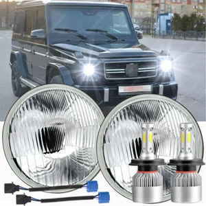 7 inch BLACK GLASS LED Headlights For 2002-2006 Mercedes Benz W463 G Class Wagon - Picture 1 of 20