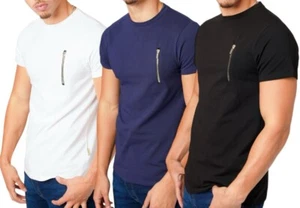 Mens TShirts Cotton Short Sleeve Slim Fit Muscle Crew Neck Tee Top ZIP DON 10645 - Picture 1 of 27