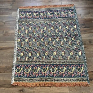 Arazzo Natalizio Vintage Coperta Lancio Arpa Strumento Musicale 53 X 70 In - Foto 1 di 6