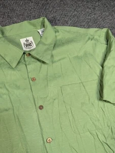 Duke Kahanamoku Shirt Mens XXL 2XL Green Palm Trees SS Hawaiian Camp Rayon Poly - Picture 1 of 10