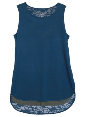 Camiseta sin mangas Tangerine para mujer Athleisure denim oscuro agotado en capas - Tallas S y M Foto 1 de 4