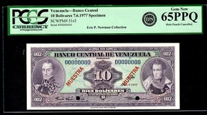 Venezuela * Specimen * 10 Bolivares 1976 PCGS 65 PPQ UNC P#51s3 Banco Central - Bild 1 von 2