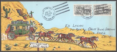 1963 Knotts Berry Farm LAST DAY Ghost Town Station Cover - Image 1 of 2