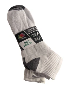 NUEVO ~ Fruit Of The Loom ~ Paquete de 4 pares/calcetines al tobillo para hombre ~ blancos 6-12 - Imagen 1 de 3