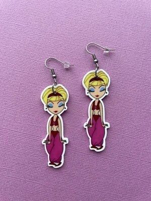 I Dream of Genie Pink Style Dangle Earrings, Fun, TV Magic, Surgical Steel Hooks - image 1 of 2