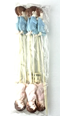 Suministros de baby shower decoraciones bebé niña niño rezando pastel adorno vintage años 60 Foto 1 de 4