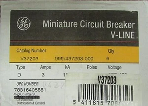 GENERAL ELECTRIC GE V37203 2 Pole 3 Amp D3 V-Line Breaker *PER EACH* - Picture 1 of 3