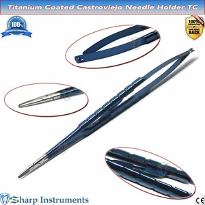 Dental Castroviejo Micro Needle Holder Straight TC Titanium Coated Eye Forceps* - Picture 1 of 6