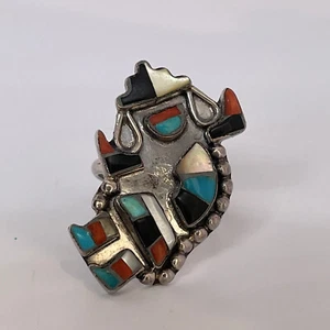 American Indian Ring Coral Turquoise Sterling Silver Ring, Make offer welcome! - Bild 1 von 7