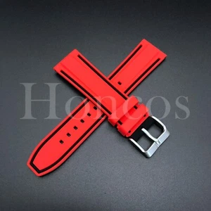 22 mm Red/Black Silicone Rubber Watch Bands Strap Quick Release Fits for Huawei - Picture 1 of 4