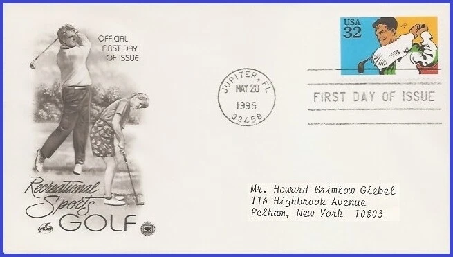 USA3 #2965 ADDR PCS ARTCRAFT FDC   Golf - Image 1 of 1