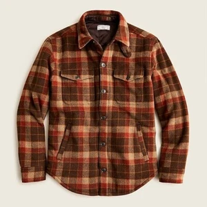 $248 NWT J. Crew Wallace Barnes RUST L Wool plaid PRIMALOFT lined shirt Jacket - Picture 1 of 17