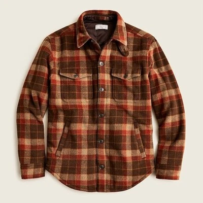 $248 NWT J. Crew Wallace Barnes RUST L Wool plaid PRIMALOFT lined shirt Jacket - Image 1 of 4