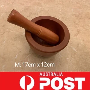 Quality Kitchen Wood Garlic Herbs Mortar Pestle Grinder,17cm x 12cm,AU stock - Picture 1 of 6