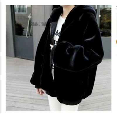 Ladies Women Faux Fur Hoodie Coat Jacket Winter Warm Loose Outerwear Fashion New - Image 1 of 4