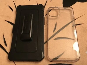 Otterbox Black Defender Pro Series & Free Clear Case for Apple iPhone 14 Plus - Picture 1 of 4