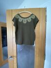 Boden Khaki Embellished Top Size S New Without Tags Jersey Knit
