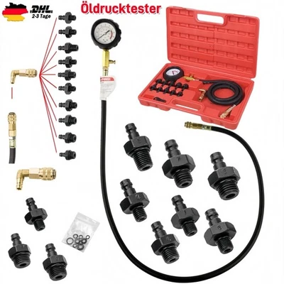 Öldruckprüfer Öldrucktester Set Öl-Meßgerät Öldruckmesser Werkzeug Prüfer Satz - Bild 1 von 4