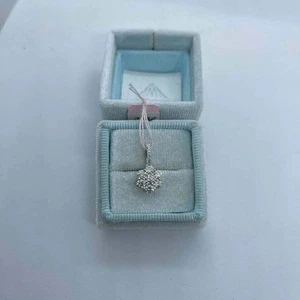 1Ct Round Cut DVVS1 Diamond Flower Cluster Pendant 14K White Gold Over - Picture 1 of 3