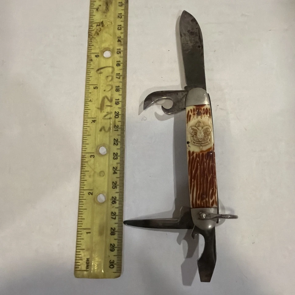 Винтажный 1950-х Imperial бойскаут нож 4 лезвия мульти инструмент карманный нож - Изображение 1 из 4