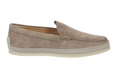 $822 Tod's Gommino Mocasines de Gamuza Gris/Beige/Taupe Hombres Talla US 10 UK 9 Foto 1 de 4