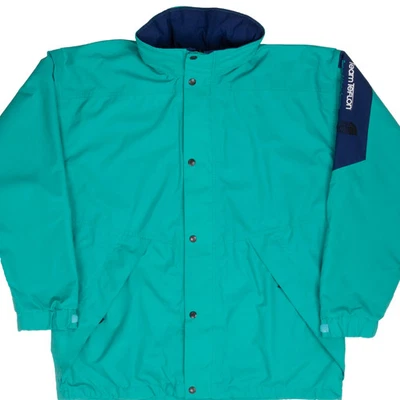 CHAQUETA CORTAVIENTOS VINTAGE THE NORTH FACE GORETEX VERDE AZULADO TEFLÓN AÑOS 90 GRANDE Foto 1 de 4