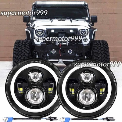 7'' Round LED Headlights Fit For Jeep Wrangler Custom Unlimited Sport JK JL TJ - Image 1 of 4