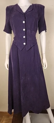 Vestido corpiño chaleco midi púrpura Nina Piccalino años 80/90 6 Foto 1 de 4