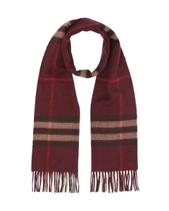 Sciarpa Burberry nuova con etichetta 100% cashmere bordeaux quadri giganti 168x30 cm Scozia - Foto 1 di 3