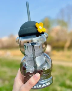 Starbucks Corea 2026 Limited Jeju Bearista Bears Paja Vidrio Taza Fría 20oz Venti - Imagen 1 de 11