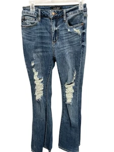 Jeans Judy blu donna 5/27 svasati effetto invecchiato blu medio denim hi-rise hippie - Foto 1 di 7