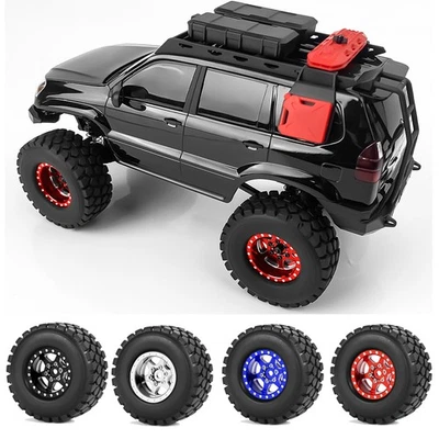 RCBATER 4Pcs Beadlock Wheel Rim w/ Rubber Tire for Axial 1/24 SCX24 Rock Crawler - Image 1 of 4