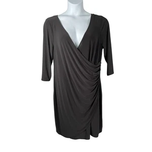 MSK Dress Womens 2X Black Jersey Knit Crossover Neckline 3/4 Sleeve Vtg USA - Picture 1 of 7