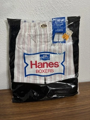 Pantalones cortos boxer Hanes 1977 para hombre 3 piezas talla 40 hechos en EE. UU. NOS estampados Deastock Foto 1 de 4
