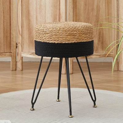 Taburete de maquillaje de tocador, tejido a mano reposapiés de pastos marinos naturales otomano, moderno mu... Foto 1 de 4