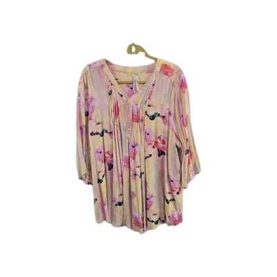 Top/camisa túnica Melissa McCarthy SEVEN7 pastel elástico manga 3/4 damas talla 2x Foto 1 de 4