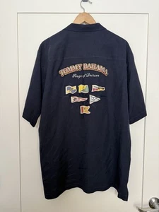 Camisa Tommy Bahama Banderas de Ocio Talla Grande Seda Manga Corta Parches Abotonados - Imagen 1 de 11